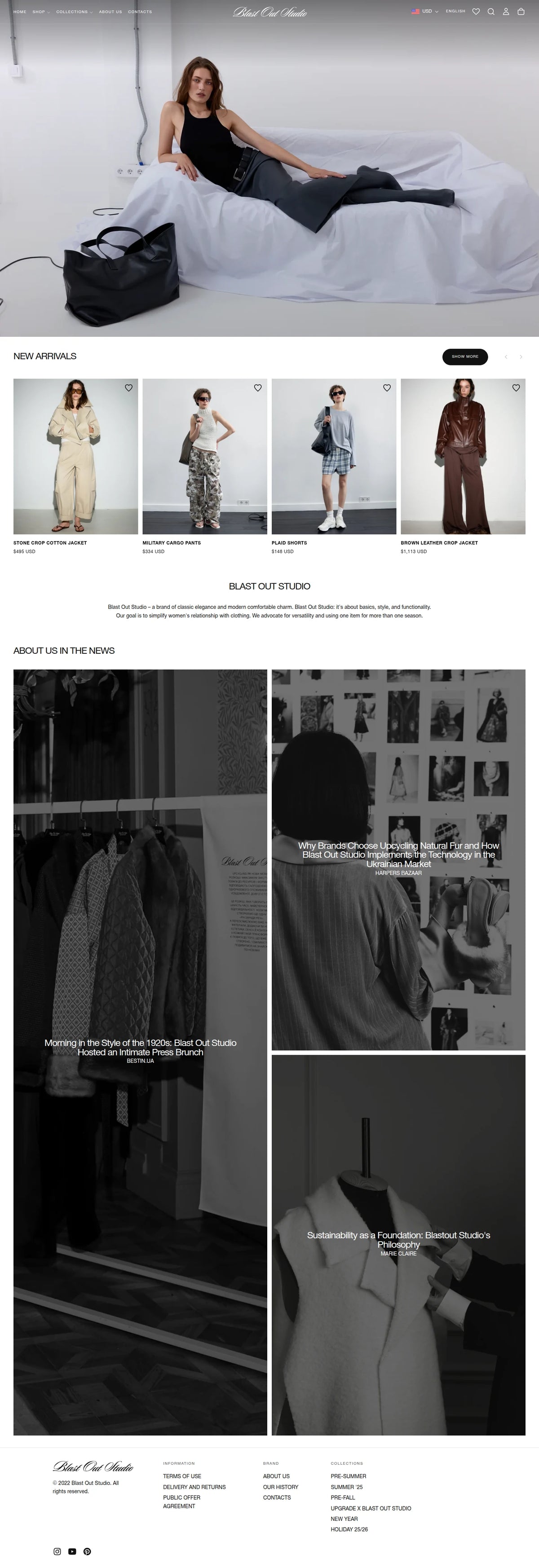 Blast Out Studio — full homepage of the online store, Shopify store by Mildevs
