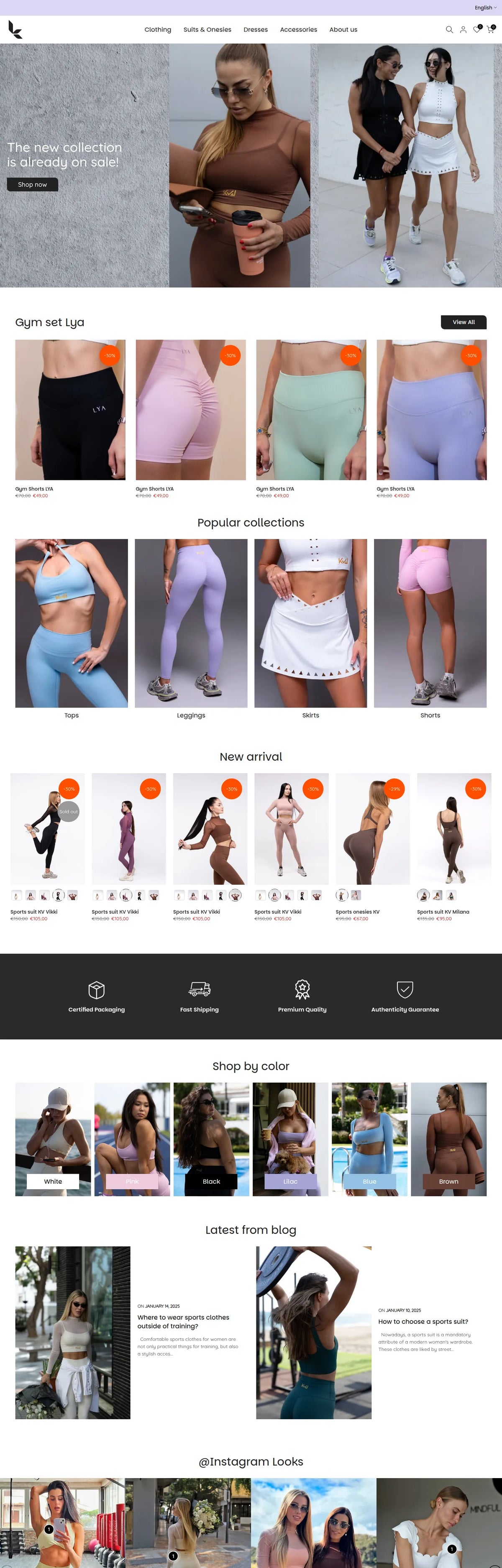 KV — full homepage with the hero and collections, Shopify store by Mildevs