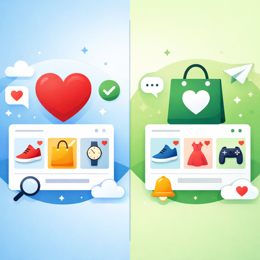 Side-by-side comparison illustration of Wishlist Plus and Swym Shopify wishlist apps