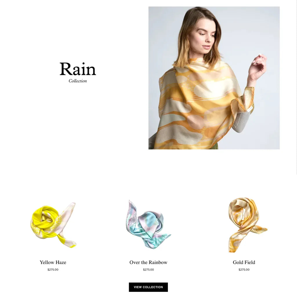POEMET — Rain collection with scarves and prices, Shopify tracking audit by Mildevs, Shopify store by Mildevs